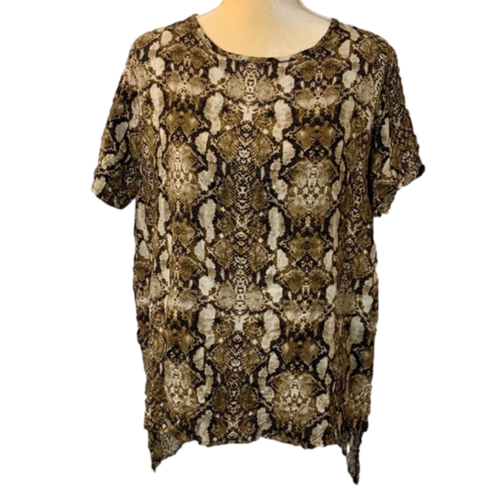 Brown & Tan Snake Animal Printed Lightweight Blouse Top XXL - Picture 3 of 8